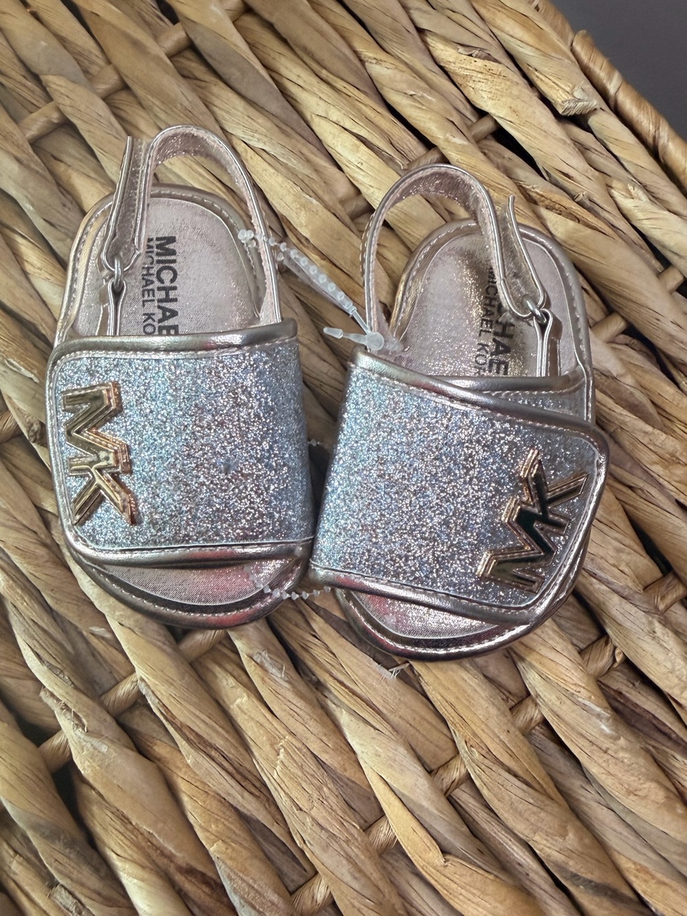 Michael Kors Girls' Glitter Slide Sandals - Silver